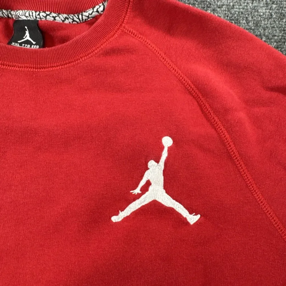 Jordan Jumpman Crewneck Sweatshirt Men's XXL Red Black Fleece Sportswear